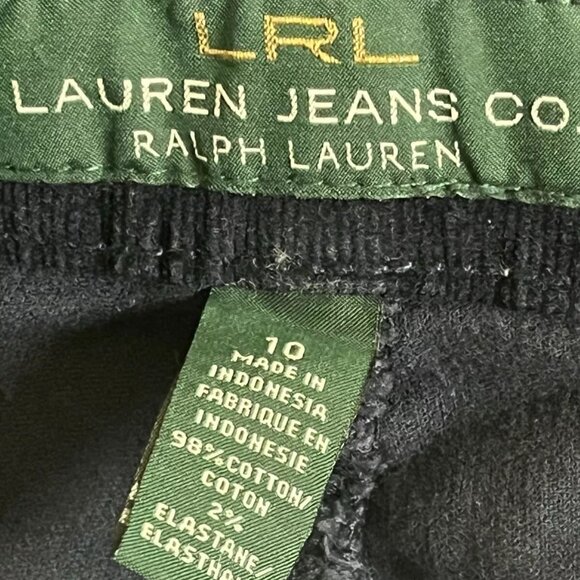 LRL Ralph Lauren Jeans Co. Women 10 Corduroy Pant Classic Straight Black Stretch - Picture 4 of 6